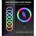 Anillo de luz led selfie RGB regulable de 18 pulgadas